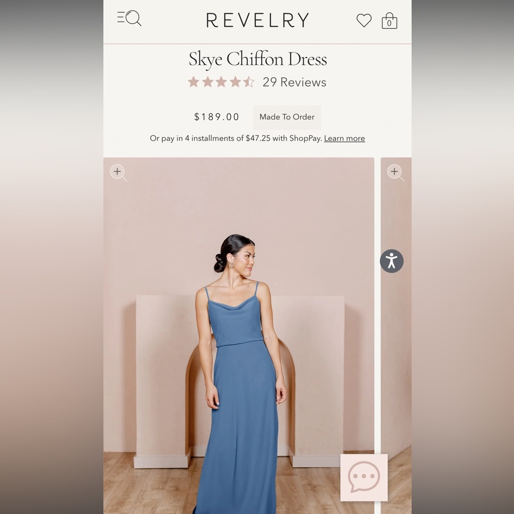 Revelry Skye Bridesmaid Chiffon Dress in Dusty Blue